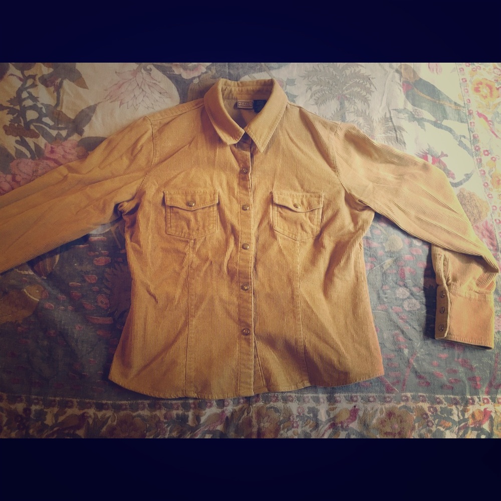 Vintage tan snap-front corduroy blouse, L.